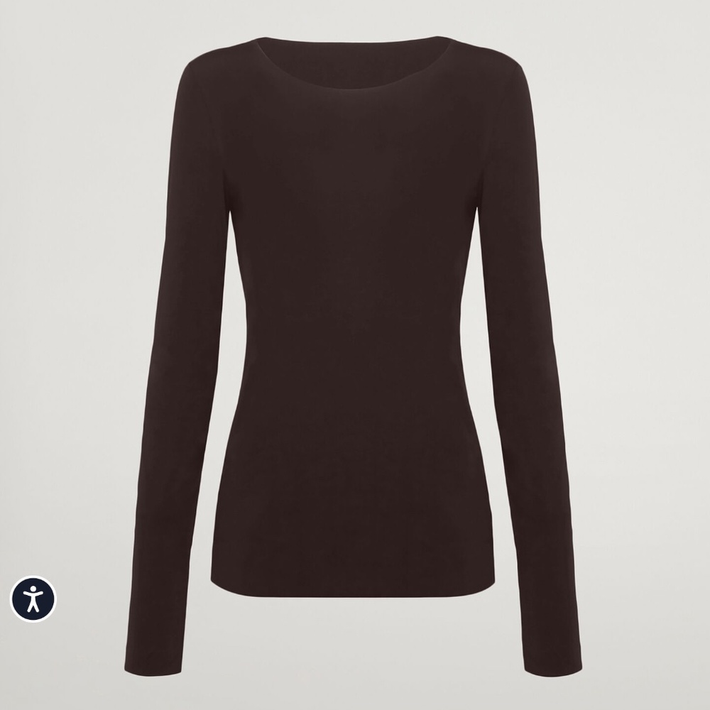 Wolford Aurora Pure Pullover Long Sleeve Top Soft Cacao sz M